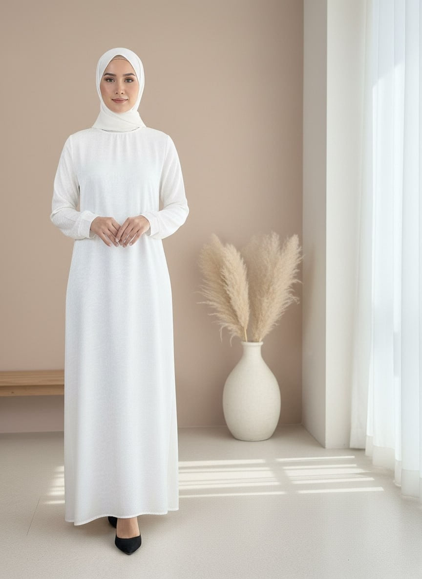 The Lulwa Abaya – White Floral Pink