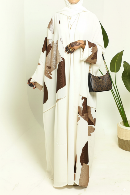 The Safa Abaya – White & Bronze
